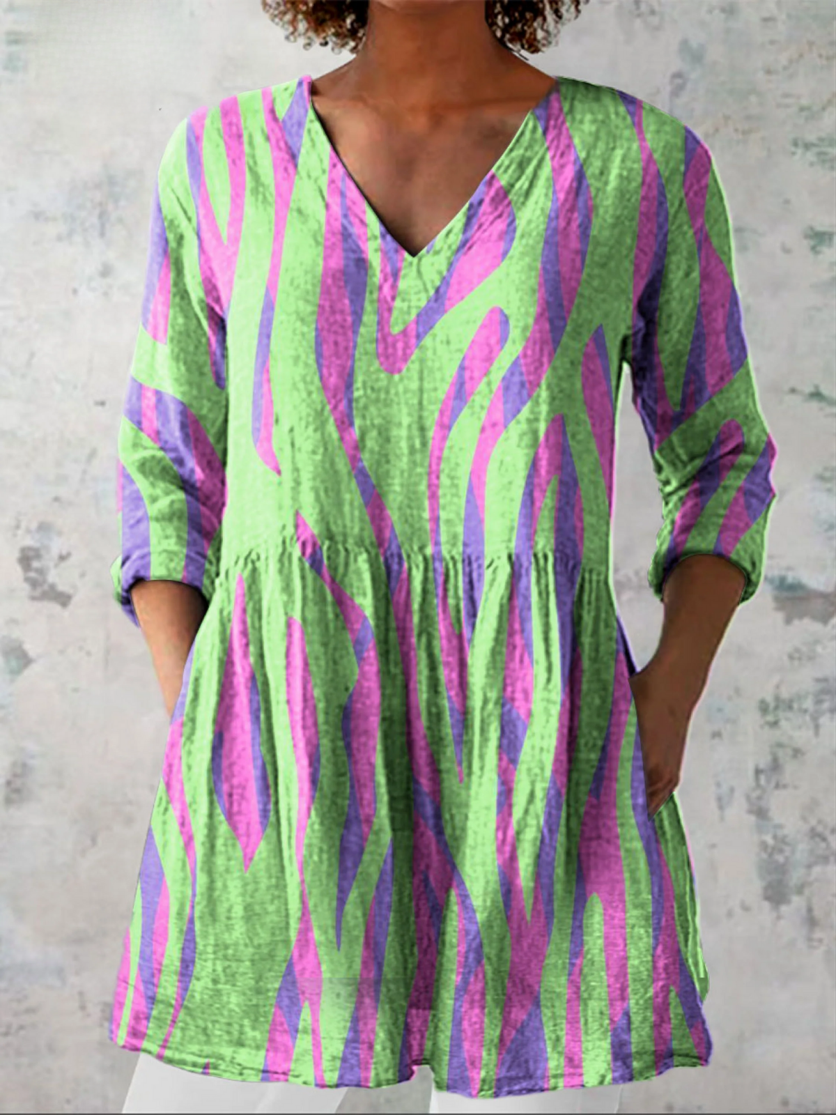 Ingrid | Lang Bluse med V-hals