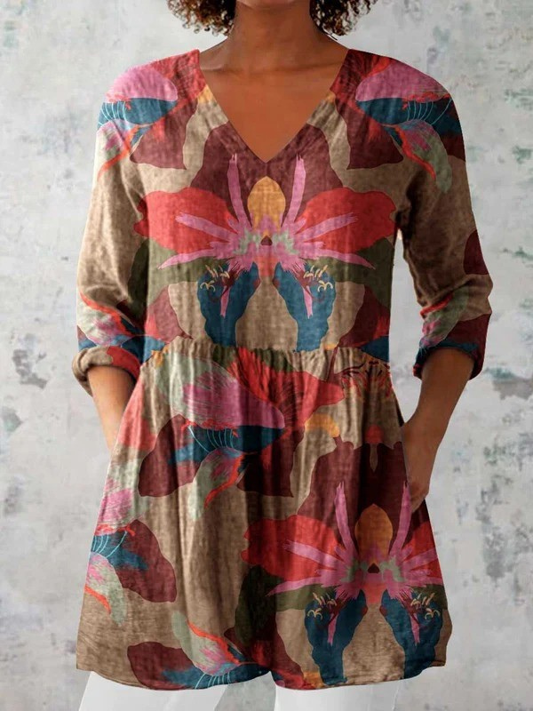 Camilla | Lang Bluse med V-hals