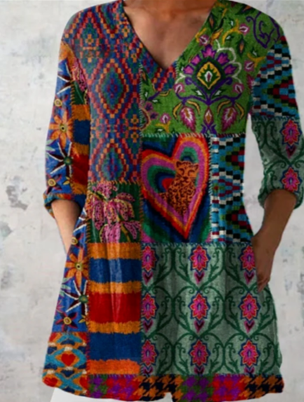 Nadia | Lang Bluse med V-hals