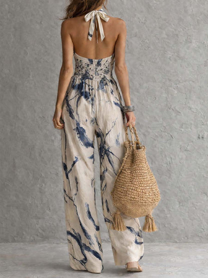 Halter Jumpsuit med Blækprint