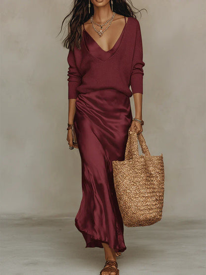 Eline | Elegant midikjole i satin
