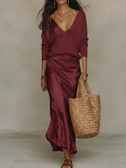 Benthe | Elegant midikjole i satin