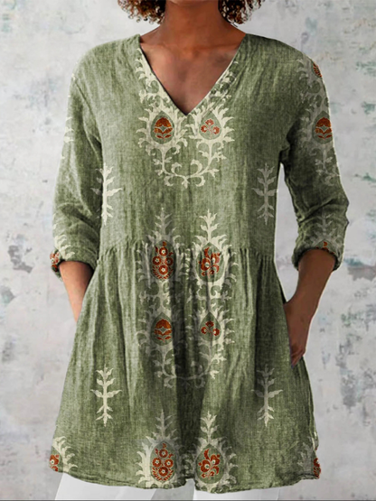 Ida | Lang Bluse med V-hals