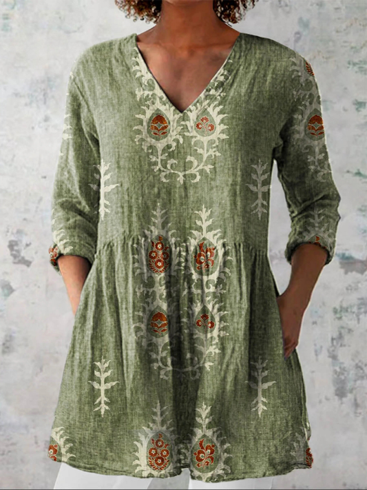 Ida | Lang Bluse med V-hals