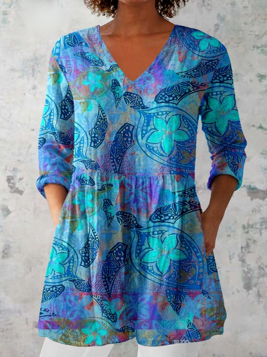 Julie | Lang Bluse med V-hals