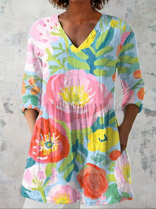 Pauline | Lang Bluse med V-hals