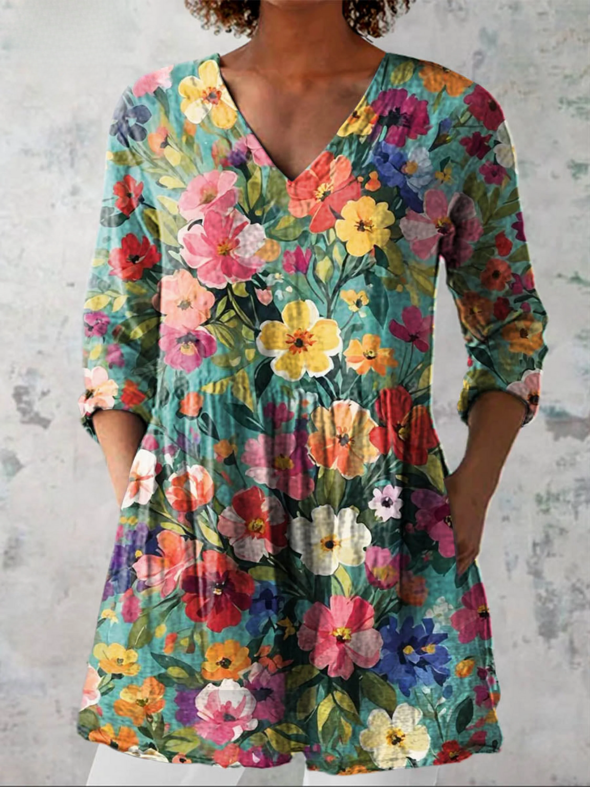 Agnes | Lang Bluse med V-hals