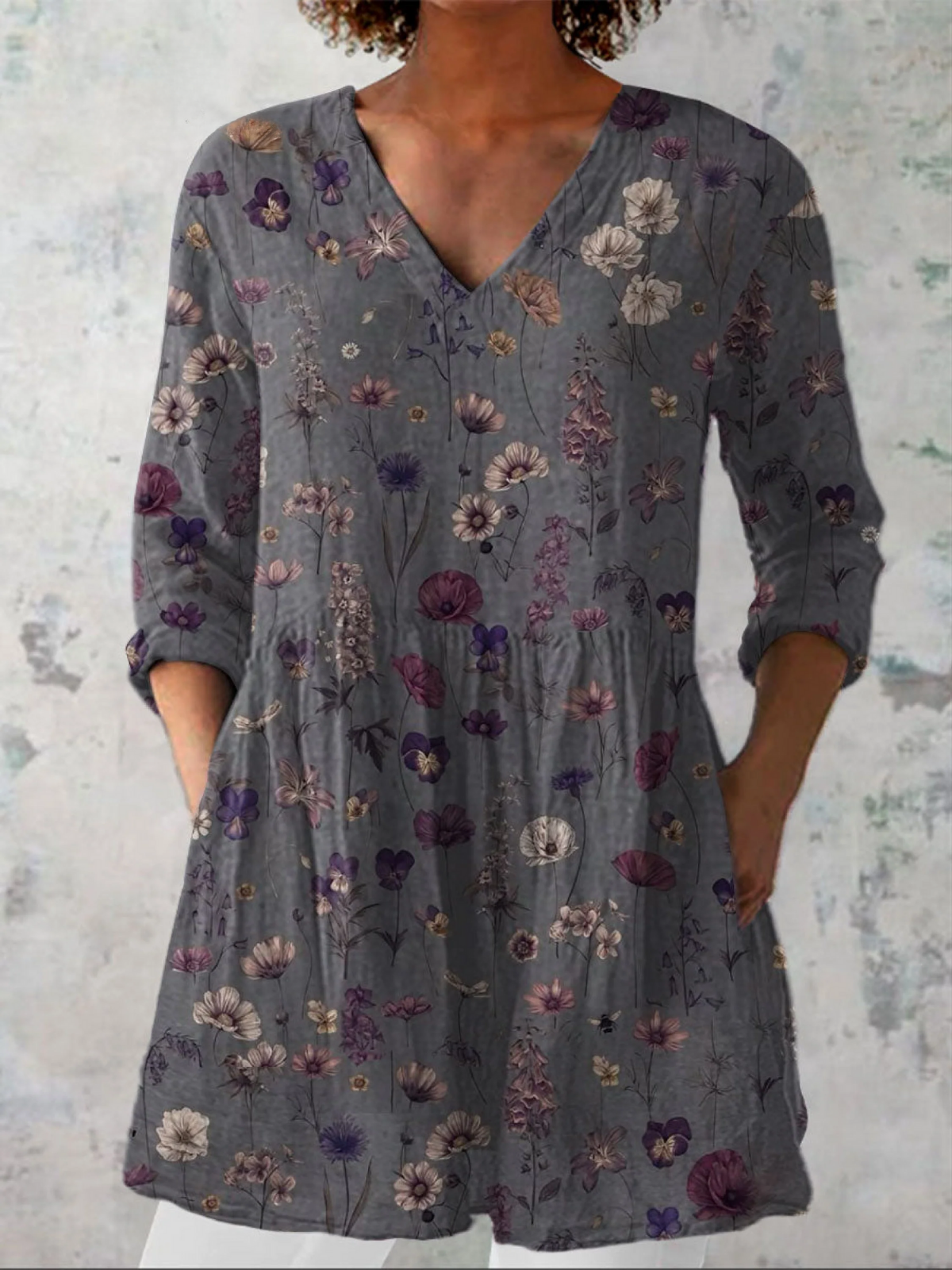 Sara | Langærmet Bluse med V-hals