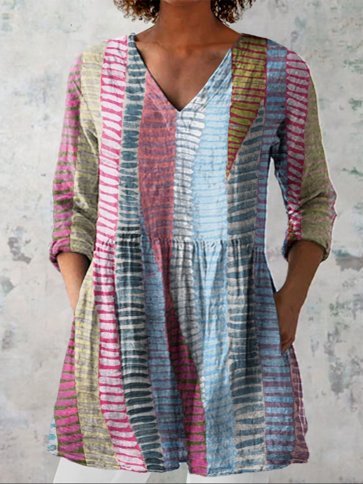 Ella | Lang Bluse med V-hals
