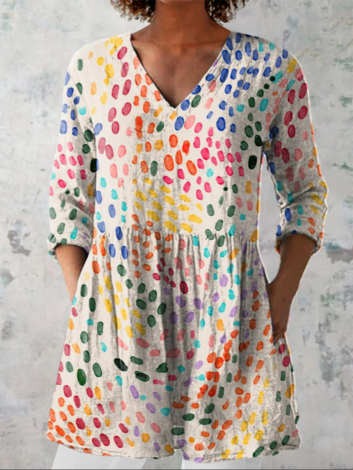 Bente | Lang Bluse med V-hals