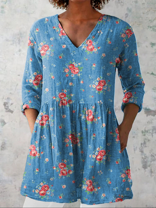 Nora | Lang Bluse med V-hals