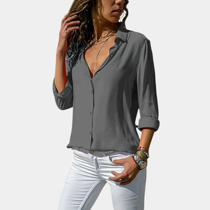 Solvej | Klassisk bluse med knapper