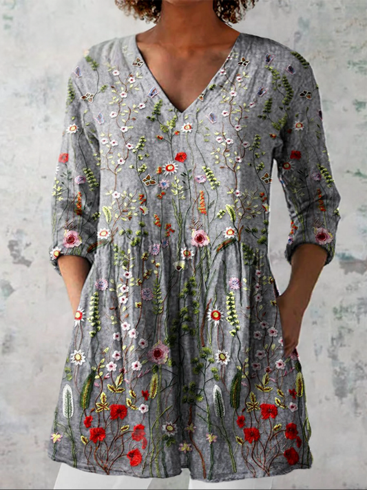 Maja | Lang Bluse med V-hals
