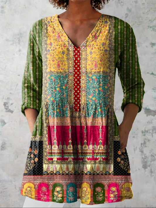 Stella | Lang Bluse med V-hals