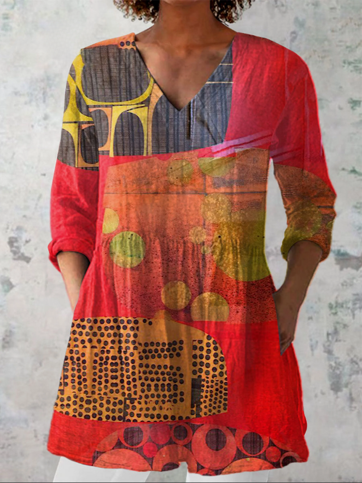 Emma | Lang Bluse med V-hals