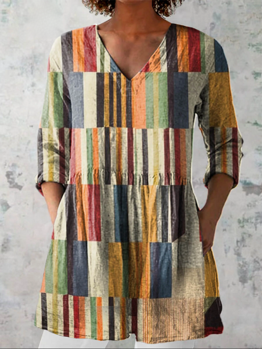 Klara | Lang Bluse med V-hals