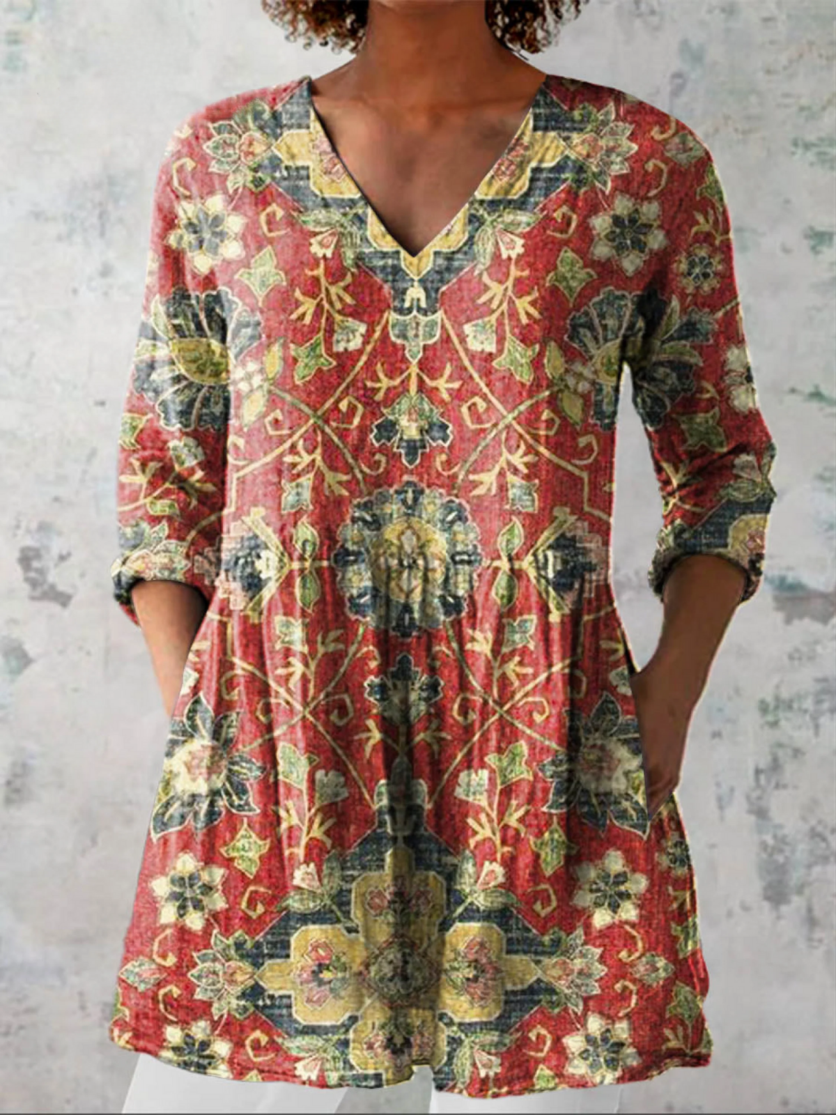 Signe | Lang Bluse med V-hals