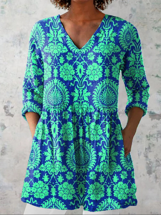 Mathilde | Lang Bluse med V-hals