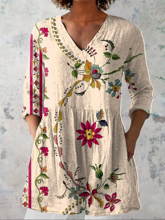 Olivia | Lang Bluse med V-hals