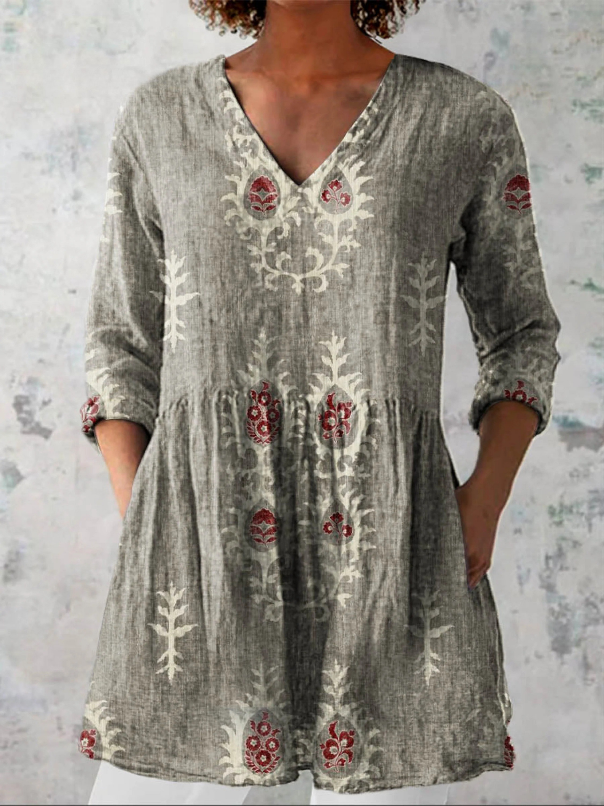 Ida | Lang Bluse med V-hals