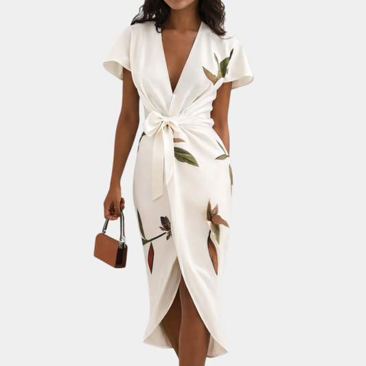Hannah | Elegant slå om-kjole med blomsterprint