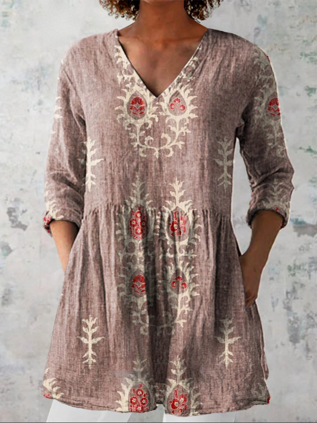 Ida | Lang Bluse med V-hals