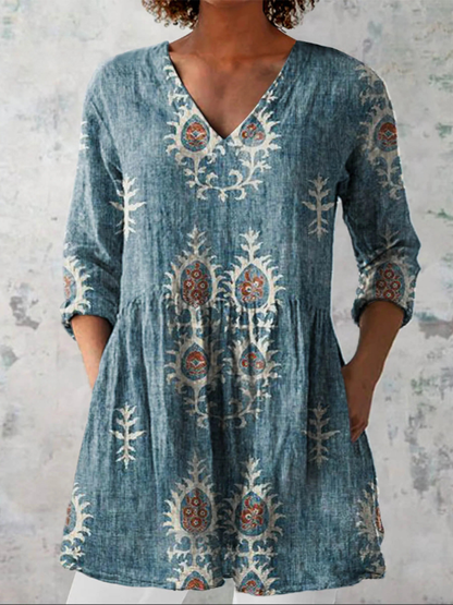 Ida | Lang Bluse med V-hals