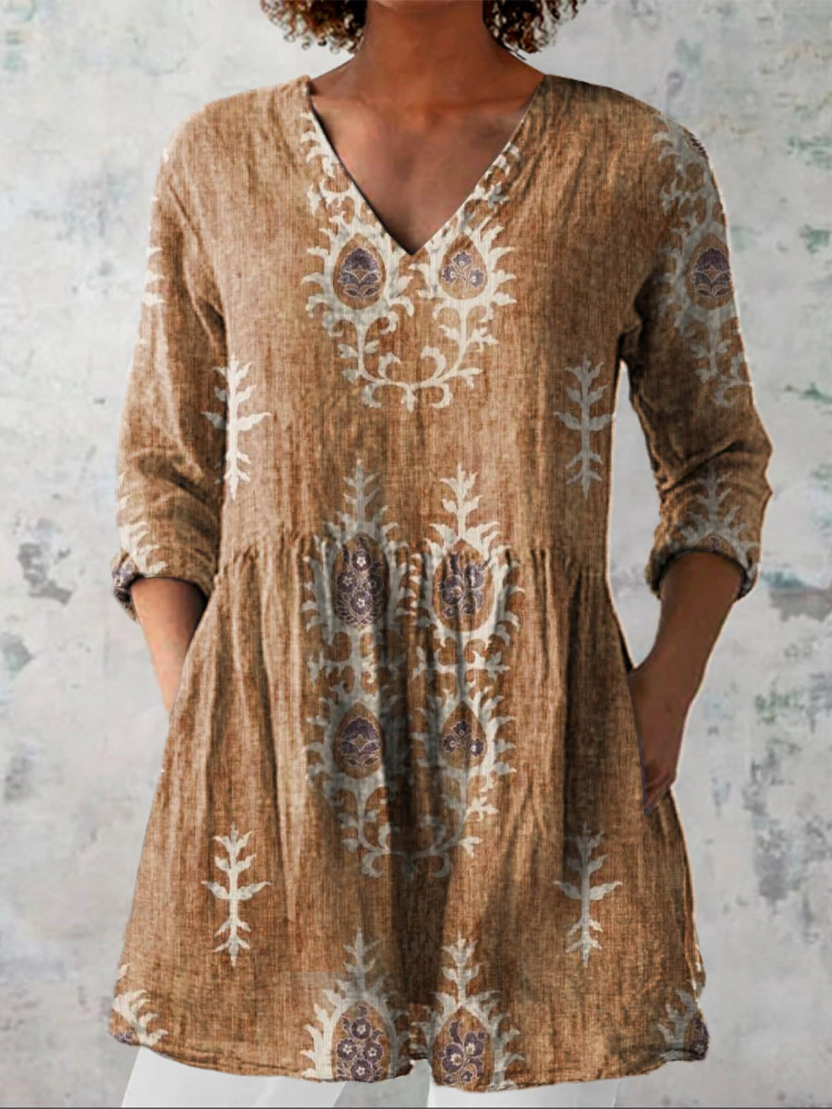 Ida | Lang Bluse med V-hals