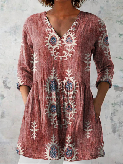 Ida | Lang Bluse med V-hals