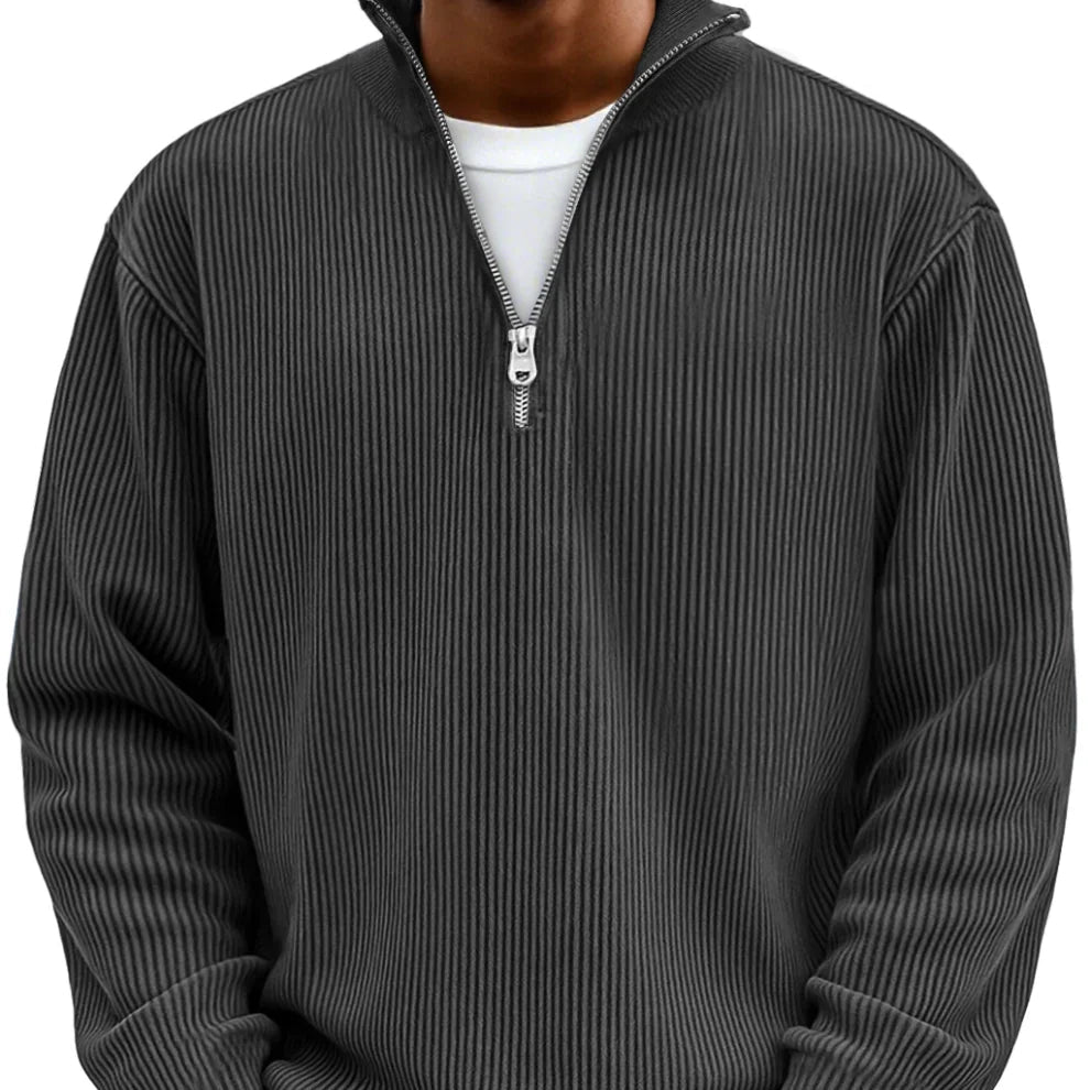 Emil | Struktureret sweater med lynlås
