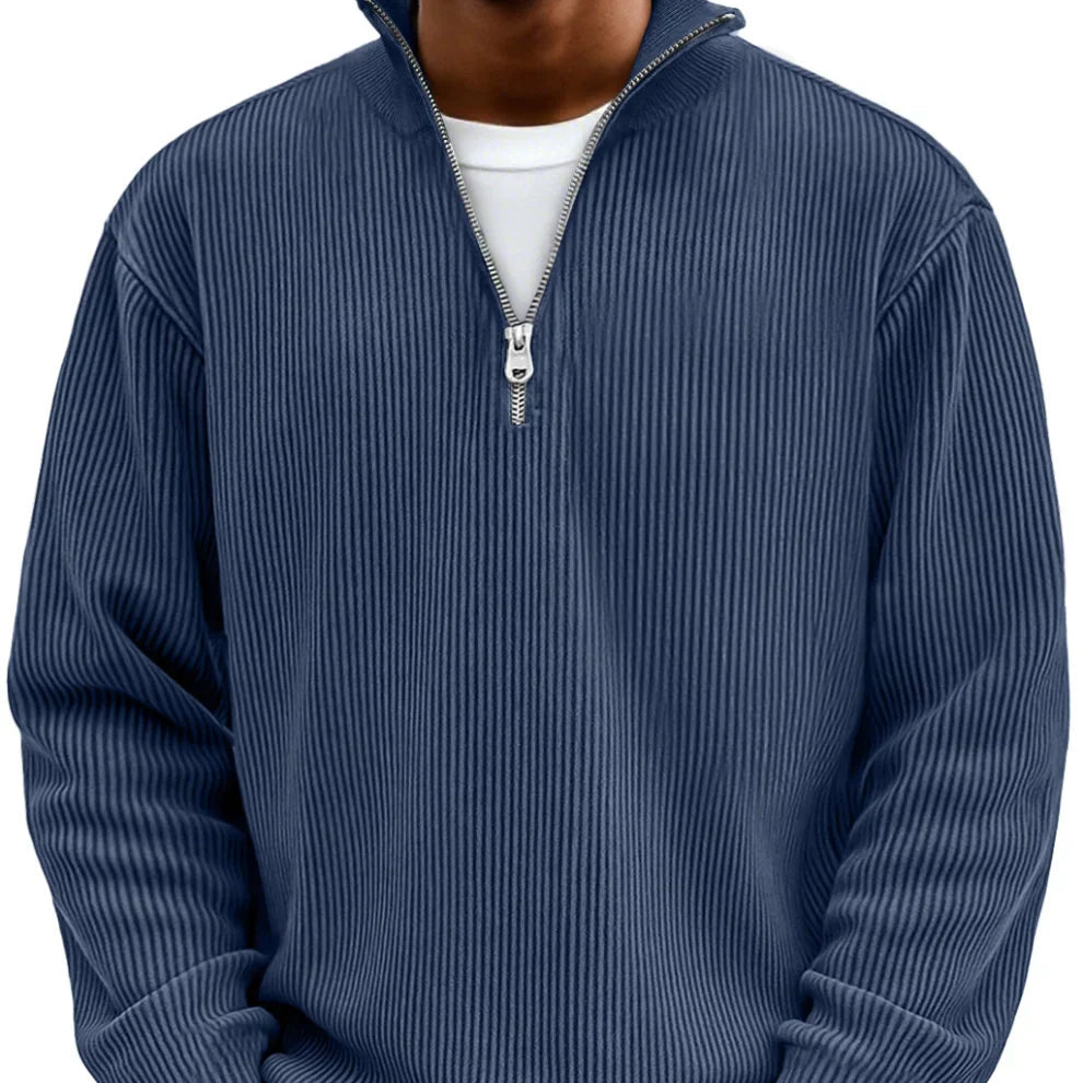 Emil | Struktureret sweater med lynlås