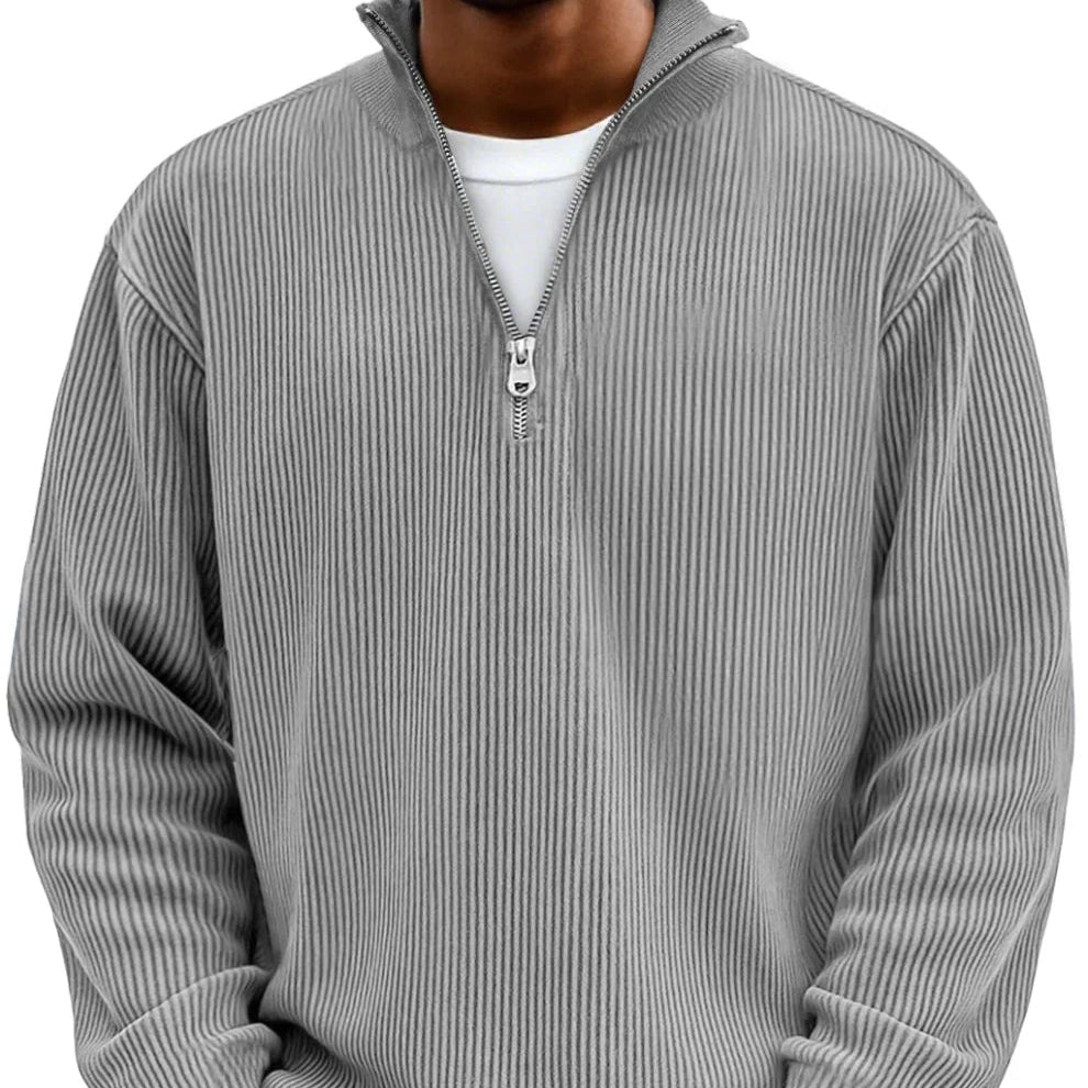 Emil | Struktureret sweater med lynlås