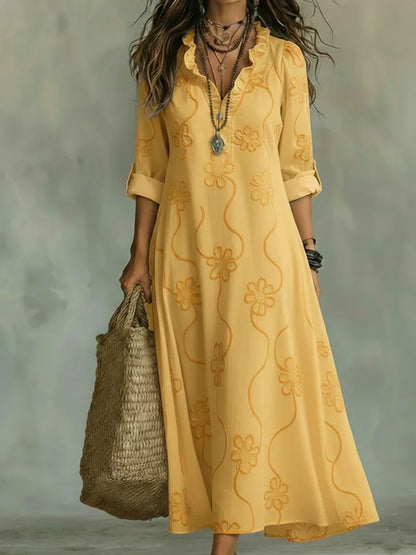 Edel | Lang blomstret sommerkjole