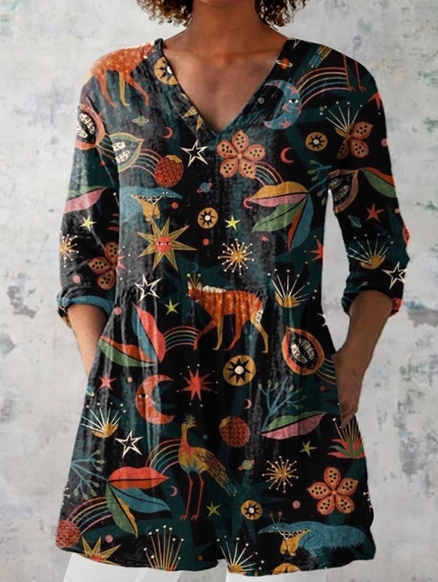 Line | Lang Bluse med V-hals