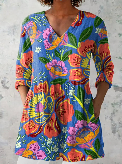 Louise | Lang Bluse med V-hals