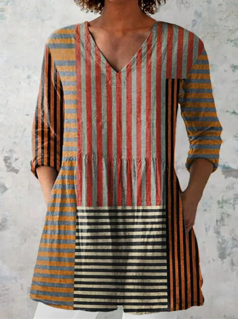 Malou | Lang Bluse med V-hals