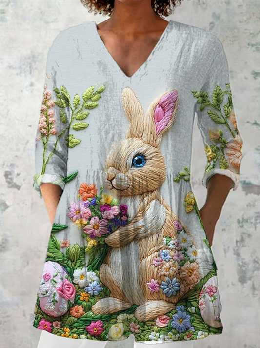 Emilie | Lang Bluse med V-hals