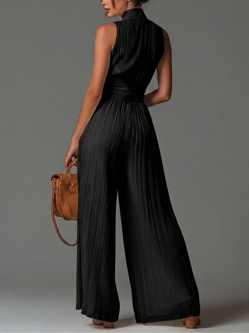 Sort Ærmeløs Jumpsuit med V-udskæring