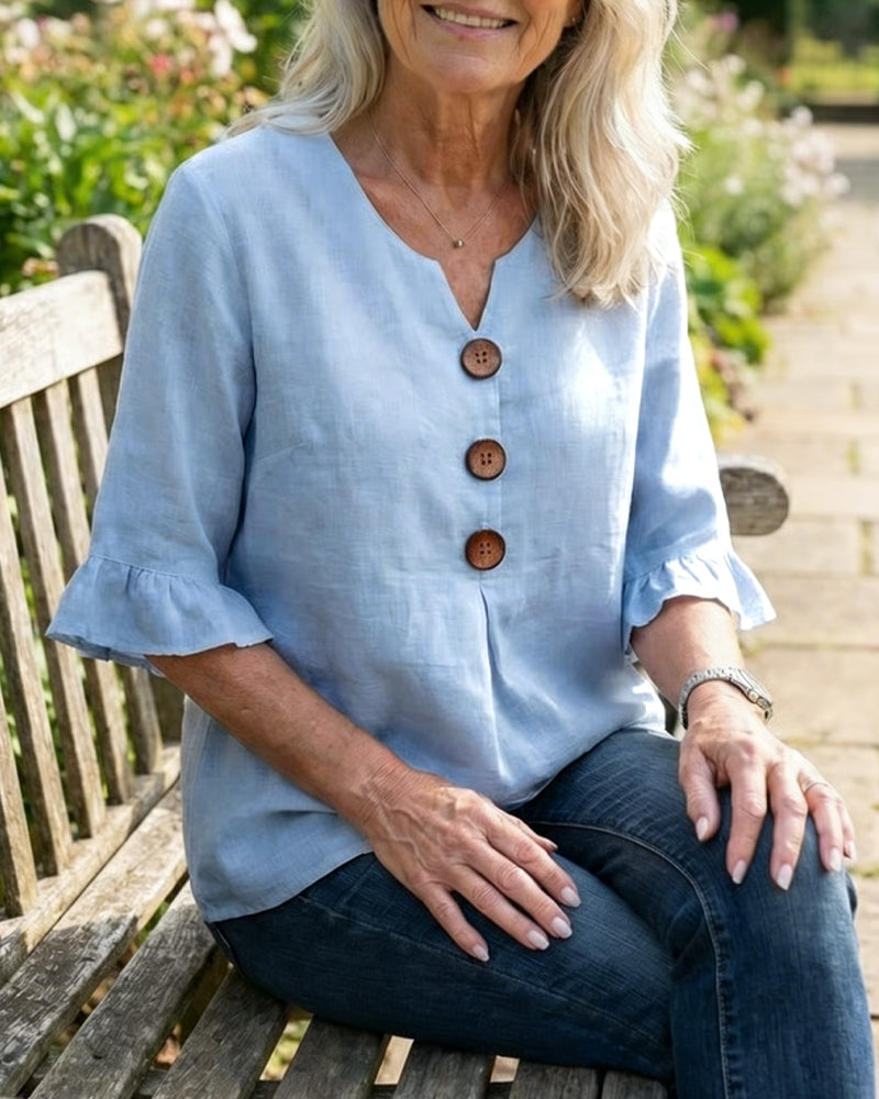 Vilma | Knappet bluse med flæser