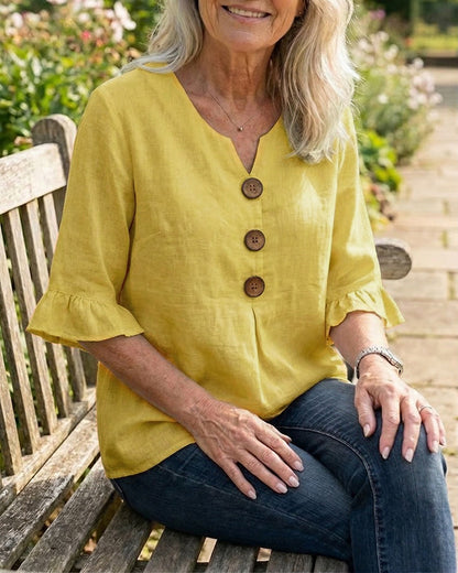 Vilma | Knappet bluse med flæser