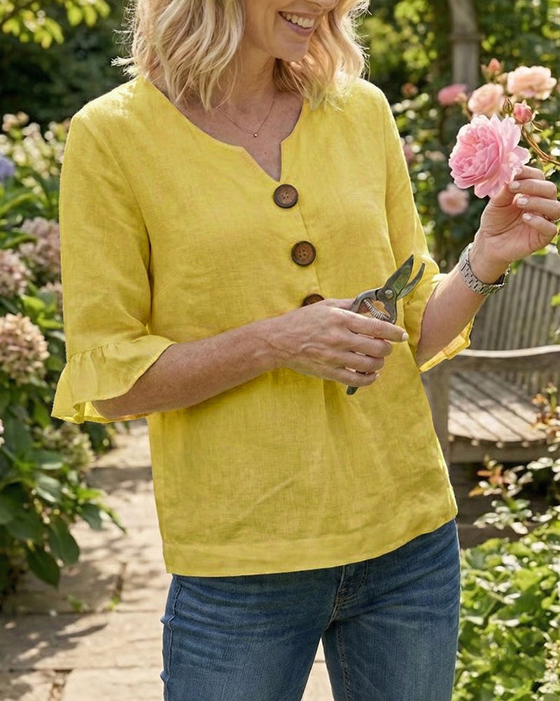 Vilma | Knappet bluse med flæser