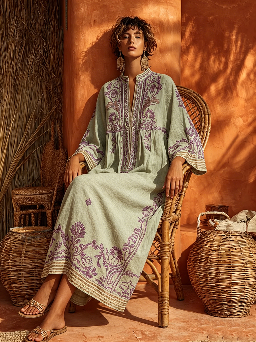 Malin | Broderet bohemekjole med middelhavscharme